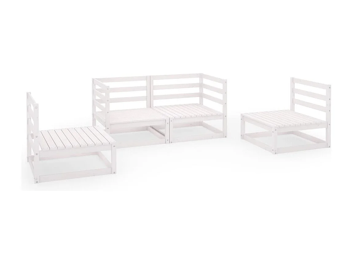 4-delige Loungeset massief grenenhout wit NL58150