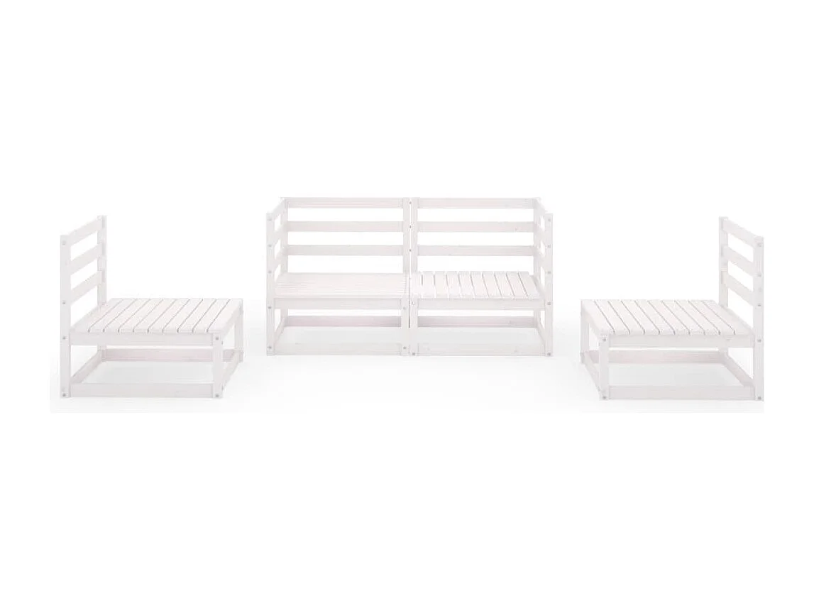 4-delige Loungeset massief grenenhout wit NL58150