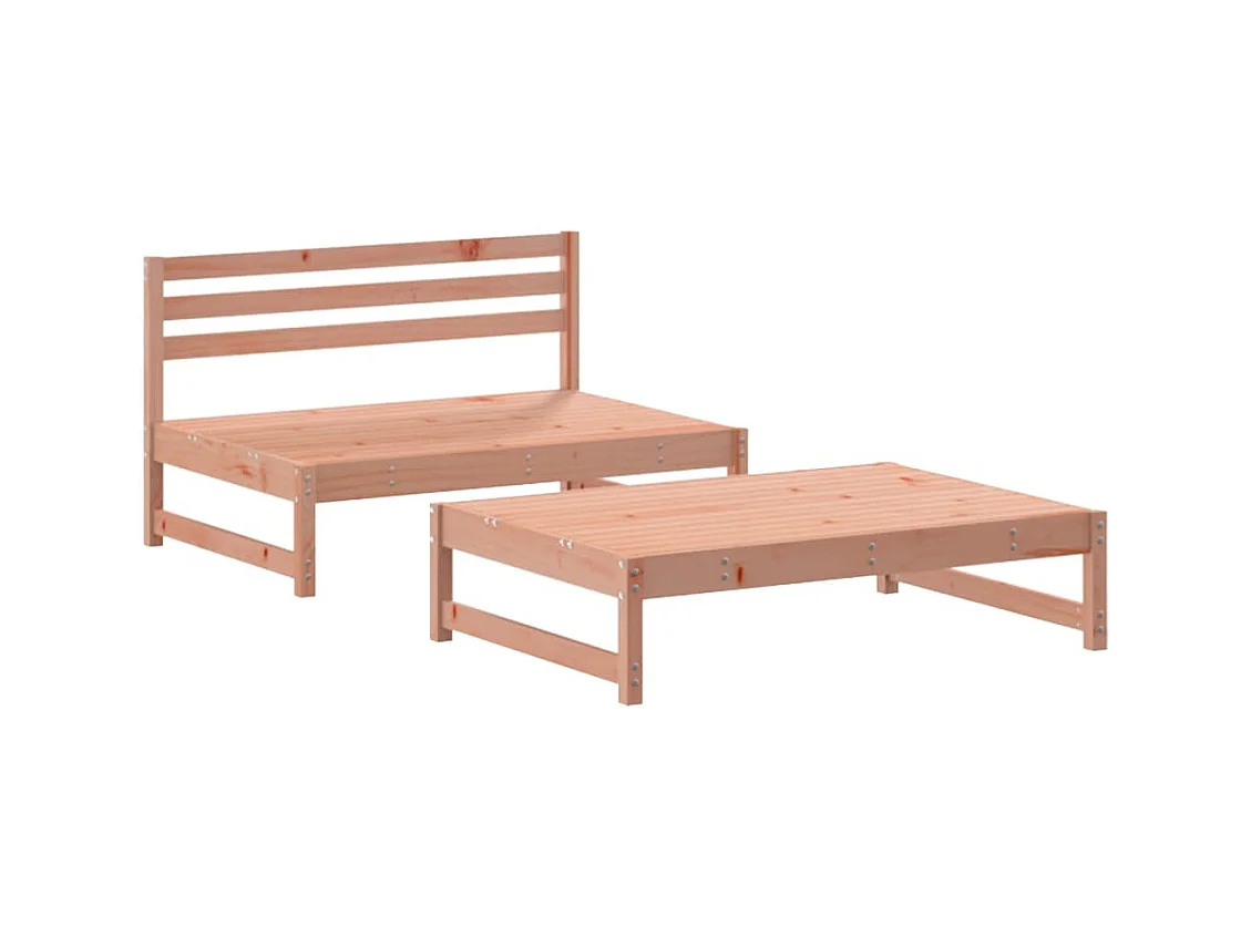 2-tlg. Garten-Sitzgruppe: Sofa + Tisch | Garten-Lounge-Set mit Kissen Massivholz Douglasie -GKD997479