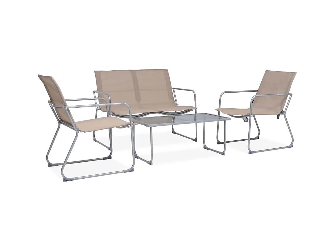 Salon de jardin 4 pcs Tissu et acier Taupe BE12225