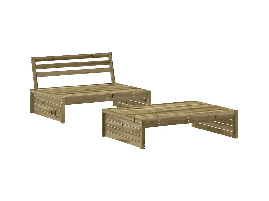 Salon de jardin 2 pcs avec coussins bois de pin imprégné BE59930