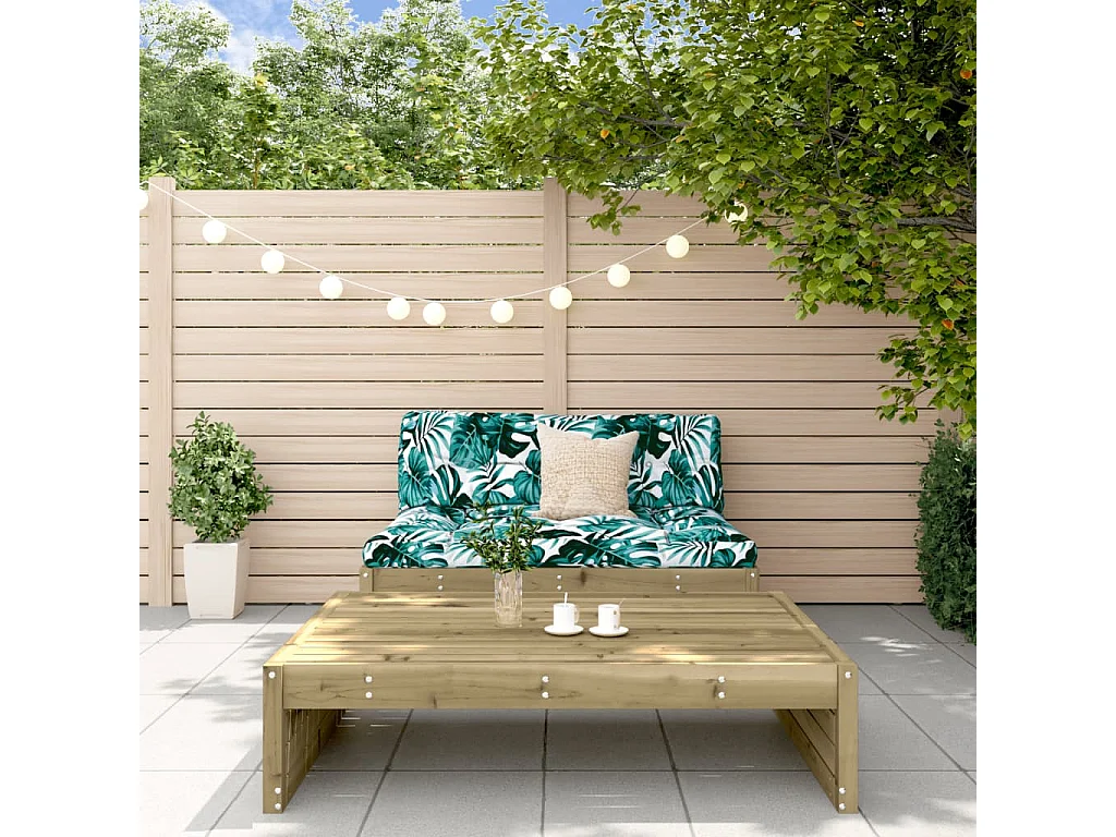 2-tlg. Garten-Sitzgruppe: Sofa + Tisch | Garten-Lounge-Set mit Kissen Imprägniertes Kiefernholz -GKD646014