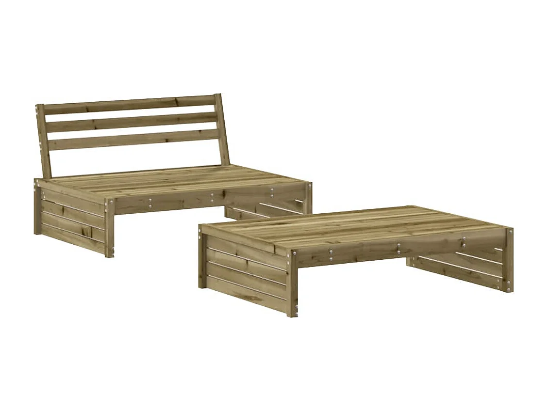 2-tlg. Garten-Sitzgruppe: Sofa + Tisch | Garten-Lounge-Set mit Kissen Imprägniertes Kiefernholz -GKD646014