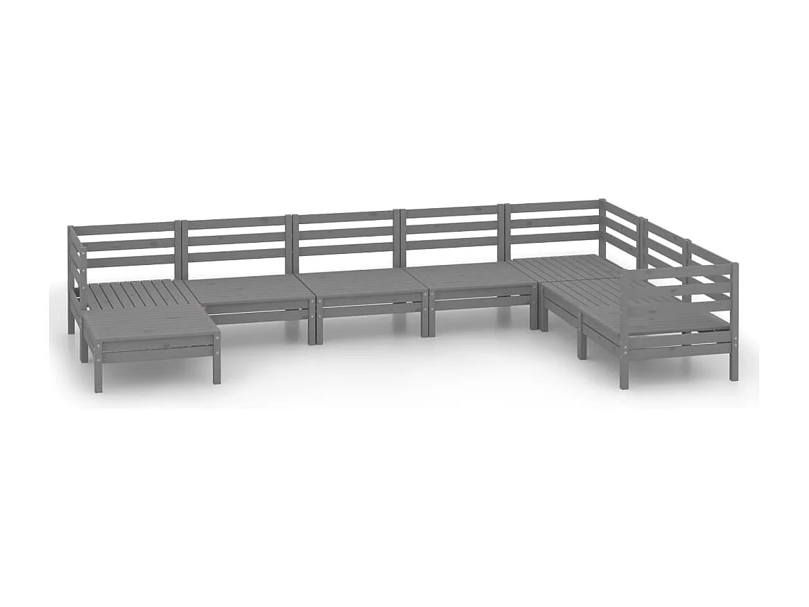 8-delige Loungeset massief grenenhout grijs NL58483