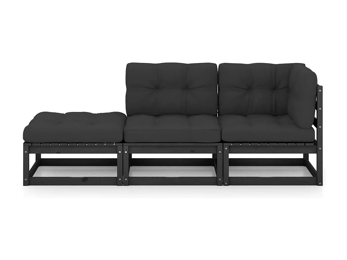 3-tlg. Garten-Sitzgruppe | Garten-Lounge-Set mit Kissen Kiefer Massivholz -GKD439303