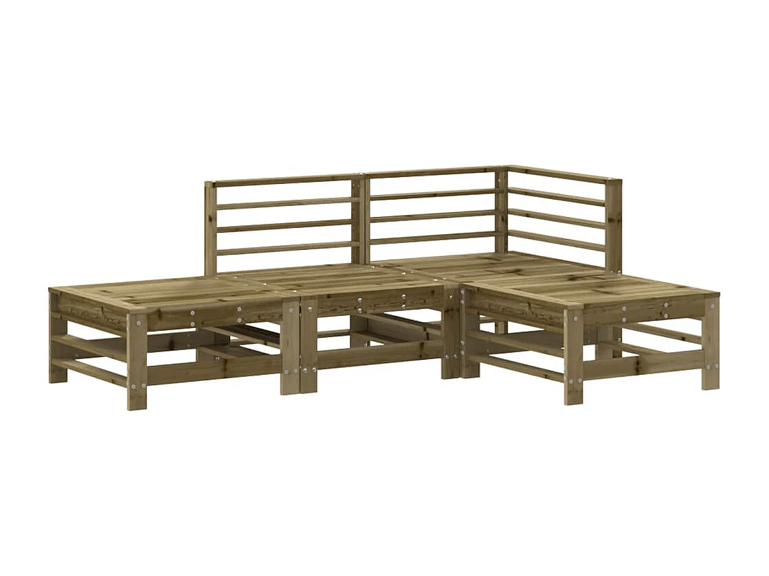 4-tlg. Garten-Sitzgruppe: Sofa + Tisch | Garten-Lounge-Set Kiefernholz Imprägniert -GKD427375