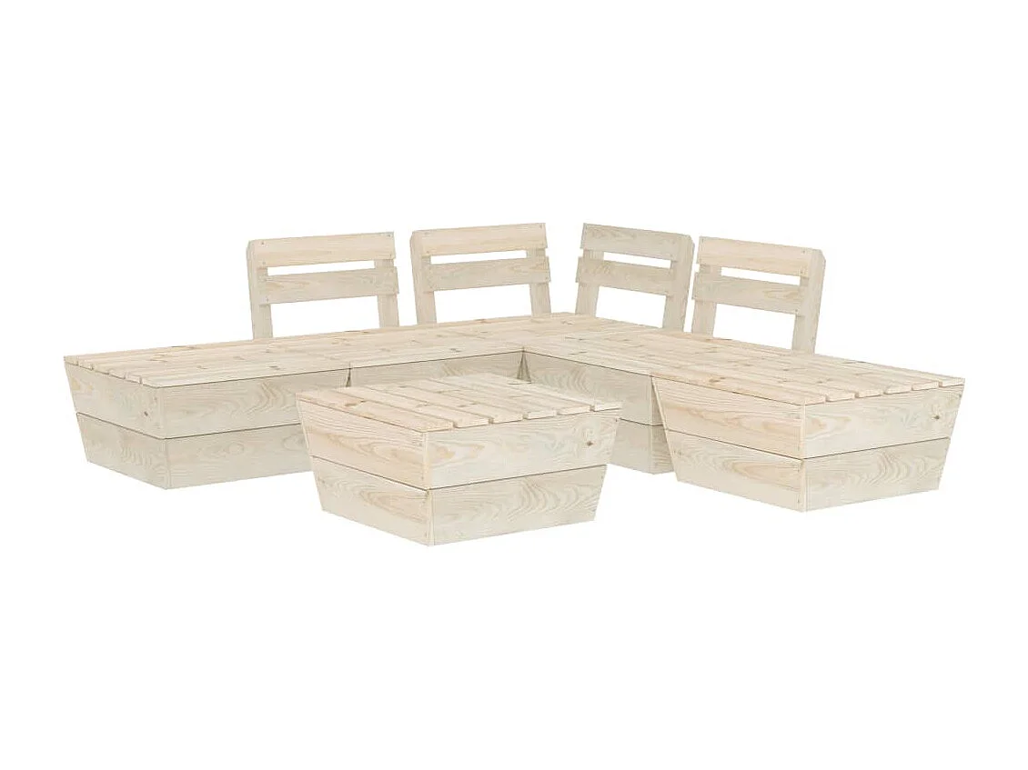 Salon de jardin palette 6 pcs Bois d'épicéa imprégné BE68050
