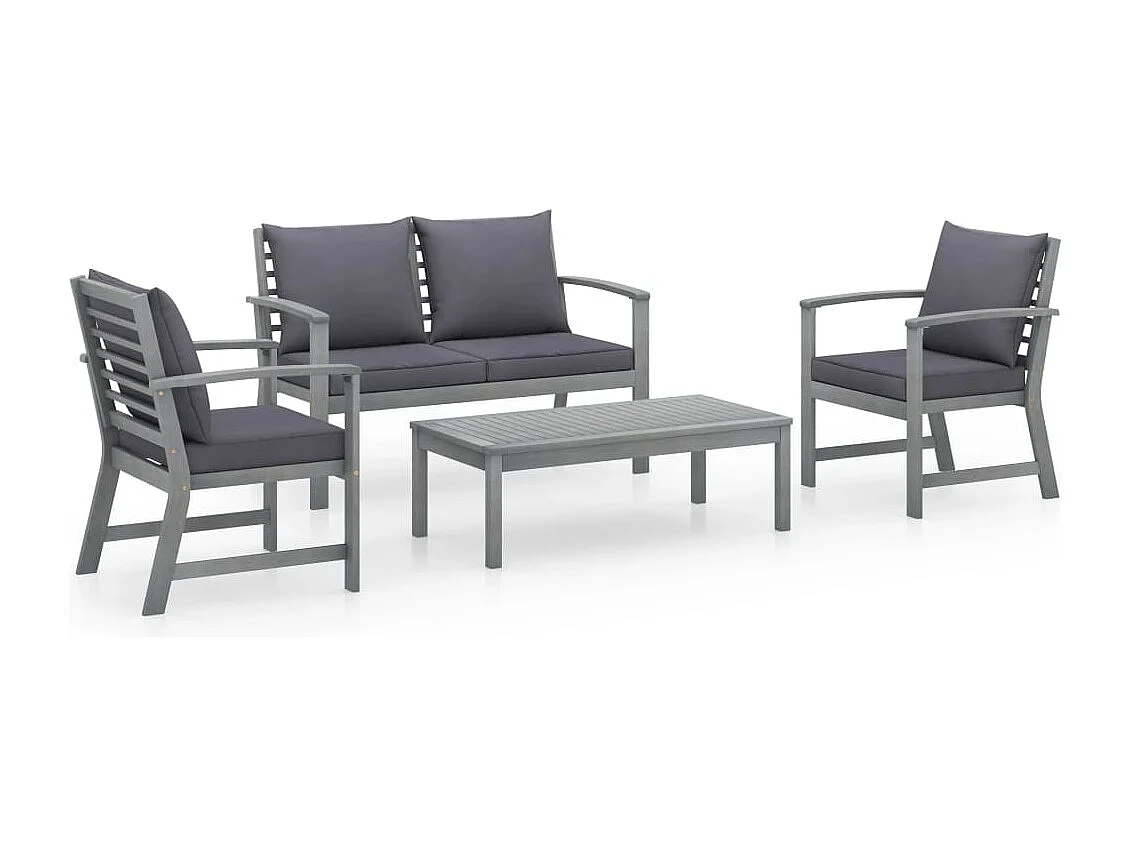 4-tlg. Garten-Sitzgruppe: Sofa + Tisch | Garten-Lounge-Set mit Auflagen Massivholz Akazie -GKD590673