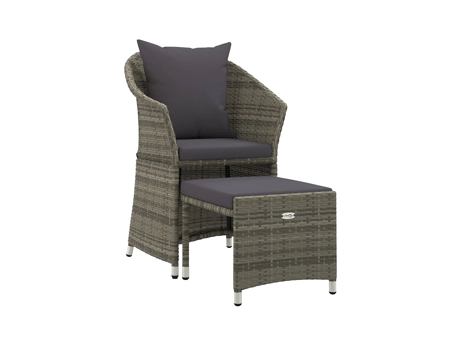 2-tlg. Garten-Sitzgruppe: Sofa + Tisch | Garten-Lounge-Set mit Kissen Grau Poly Rattan -GKD173672