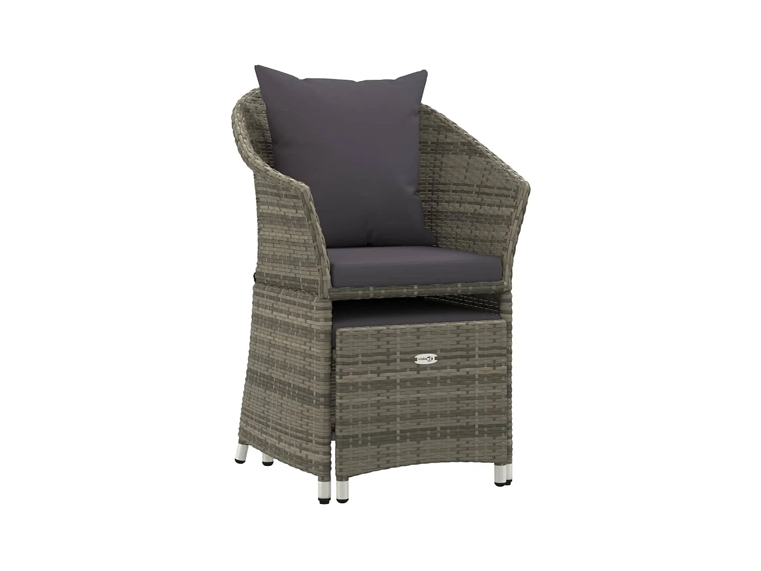 2-tlg. Garten-Sitzgruppe: Sofa + Tisch | Garten-Lounge-Set mit Kissen Grau Poly Rattan -GKD173672