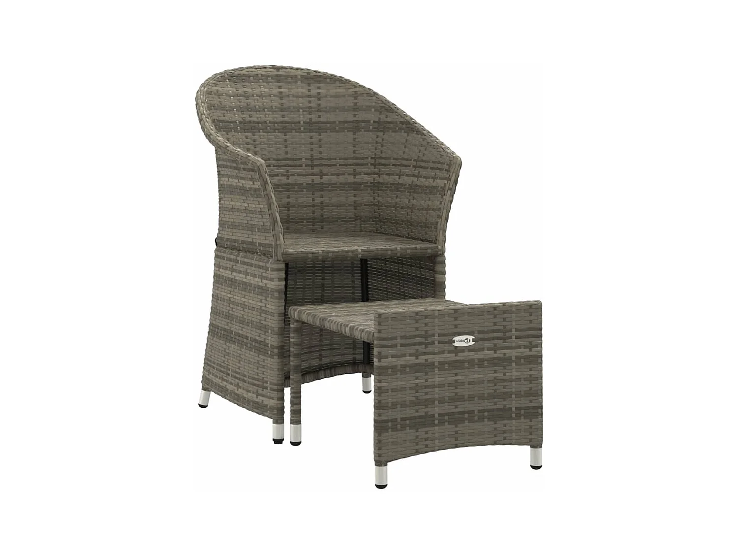 2-tlg. Garten-Sitzgruppe: Sofa + Tisch | Garten-Lounge-Set mit Kissen Grau Poly Rattan -GKD173672