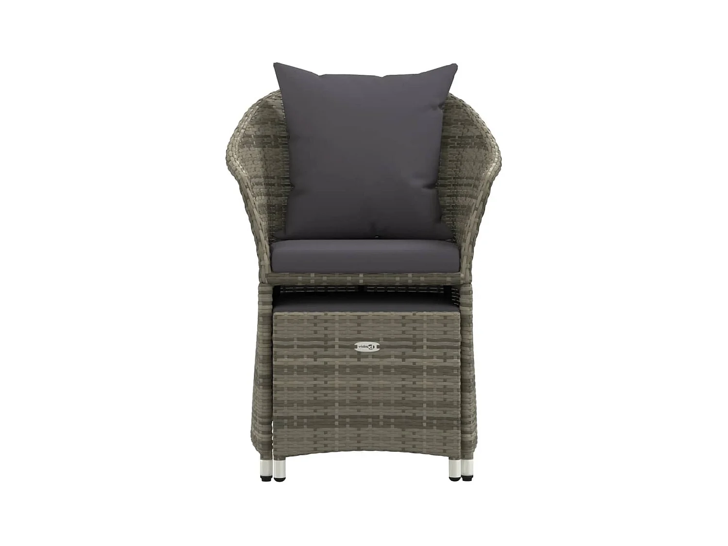2-tlg. Garten-Sitzgruppe: Sofa + Tisch | Garten-Lounge-Set mit Kissen Grau Poly Rattan -GKD173672