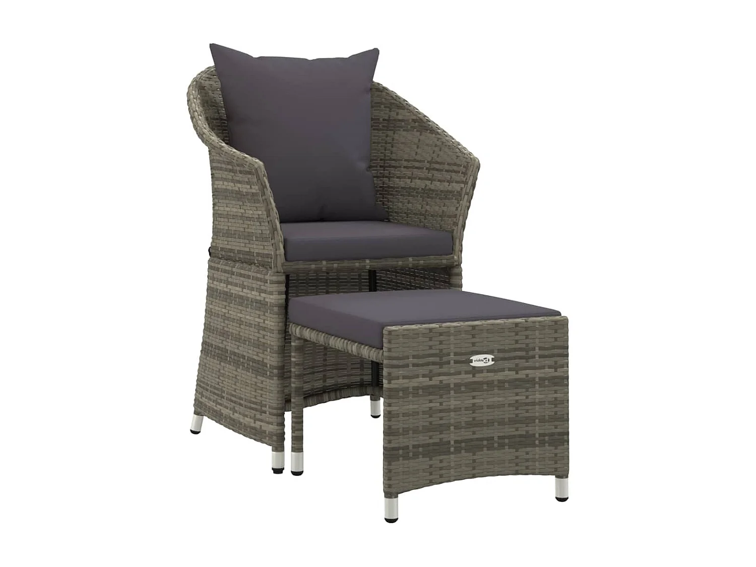 Salon de jardin 2 pcs avec coussins Gris Résine tressée BE18189