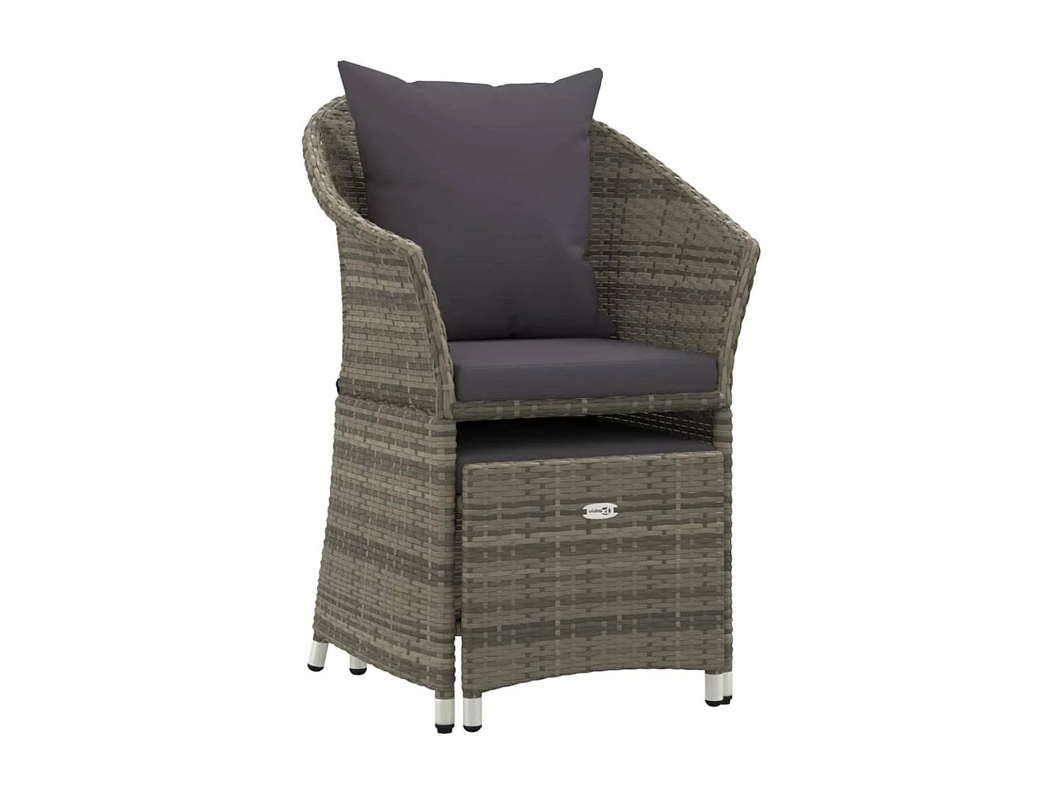 Salon de jardin 2 pcs avec coussins Gris Résine tressée BE18189