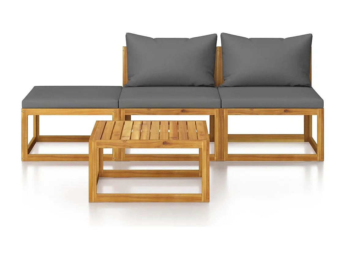 4-tlg. Garten-Sitzgruppe: Sofa + Tisch | Garten-Lounge-Set mit Auflagen Massivholz Akazie -GKD818555