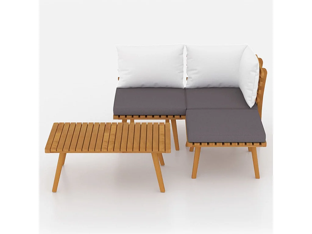 4-tlg. Garten-Sitzgruppe: Sofa + Tisch | Garten-Lounge-Set mit Kissen Massivholz Akazie -GKD742115