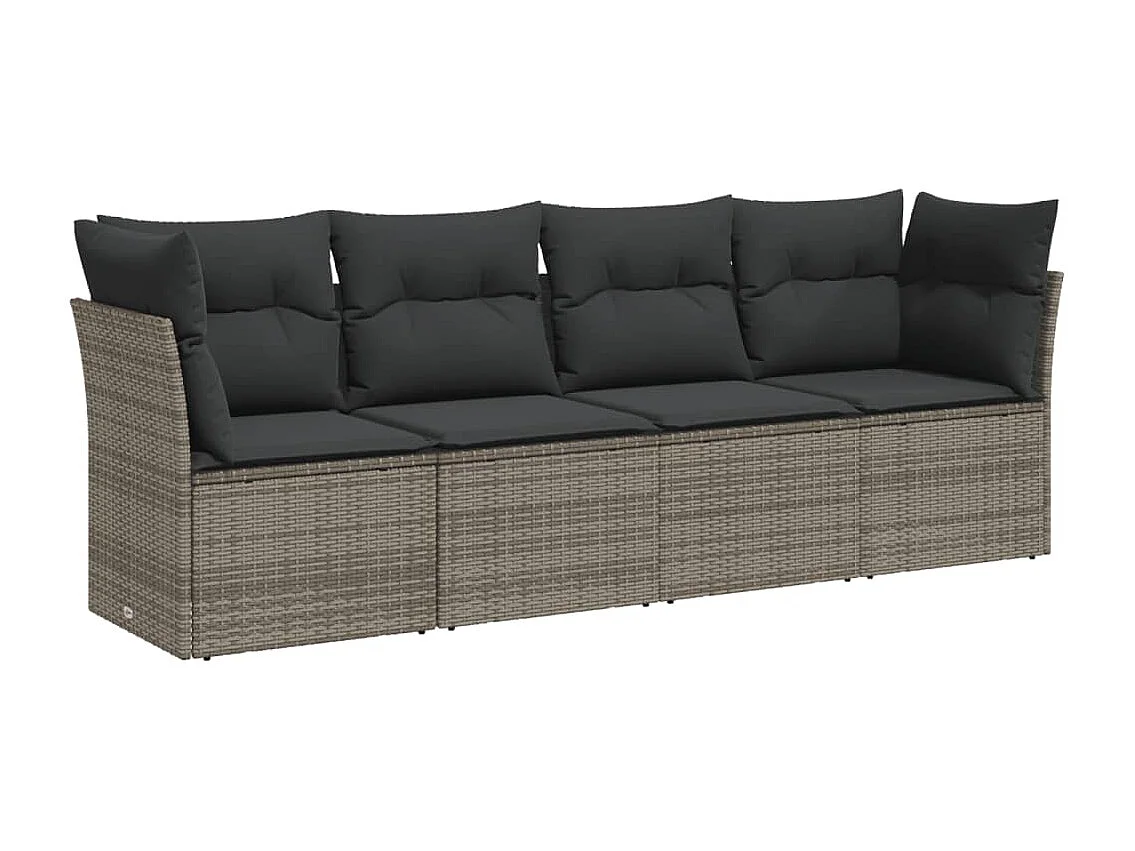 4-tlg. Garten-Sofagarnitur,Gartenmöbel-Set mit Kissen Grau Poly Rattan -gkd780567