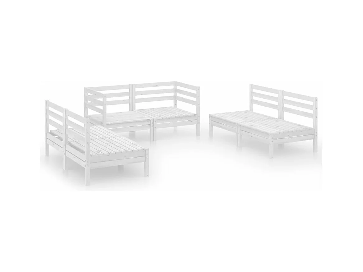 6-tlg. Garten-Sitzgruppe | Garten-Lounge-Set Weiß Massivholz Kiefer -GKD309191