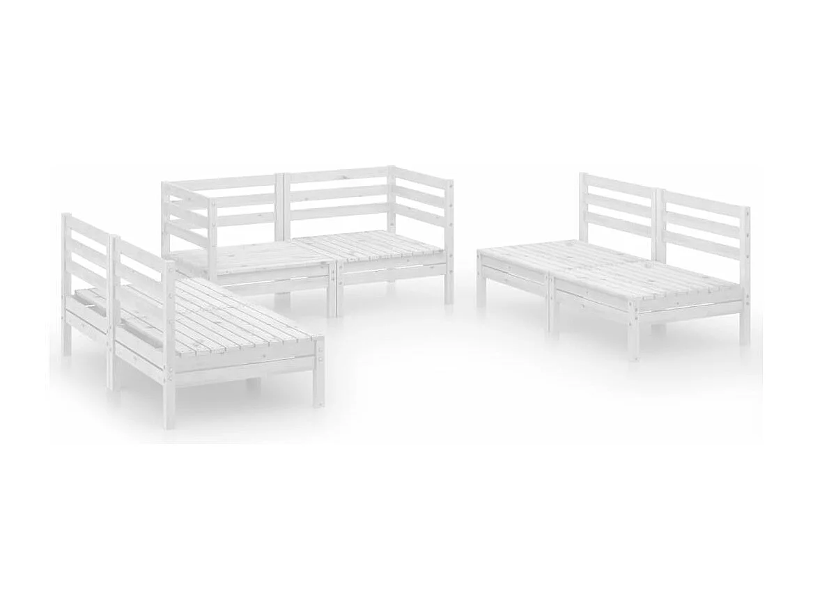 6 pcs conjunto lounge de jardim pinho maciço branco PT88156