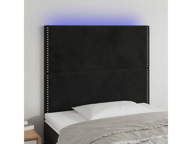 Tête de lit à LED Noir 80x5x118/128 cm Velours QED29120