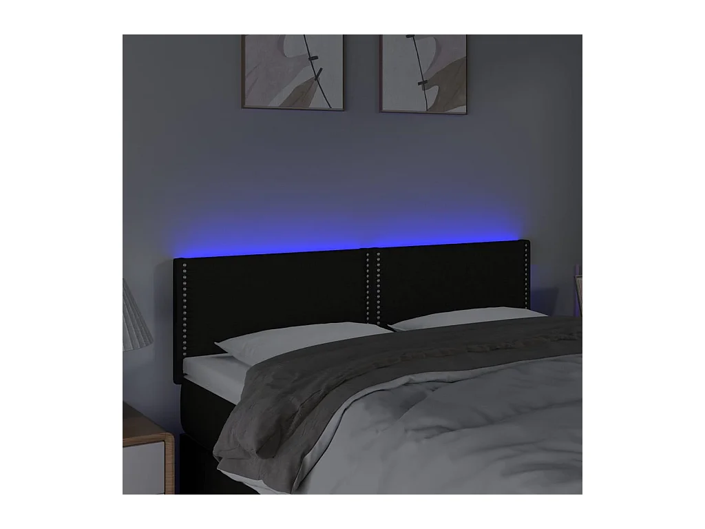 Tête de lit à LED Noir 144x5x78/88 cm Tissu QED84065