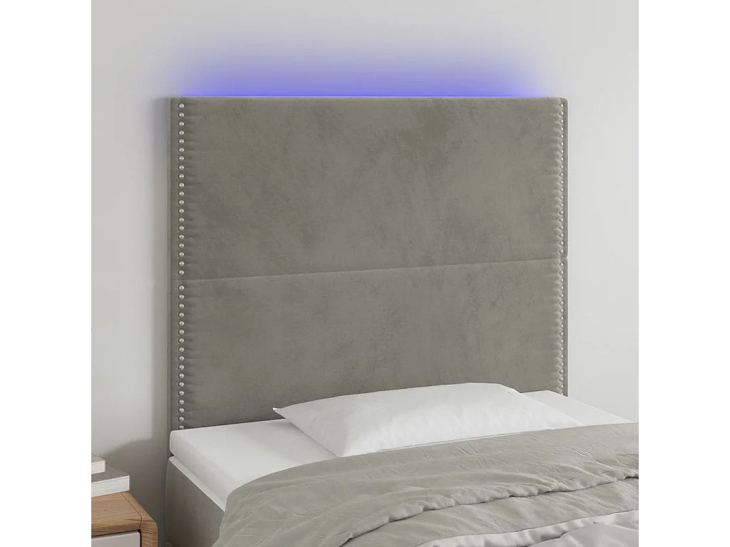 Tête de lit à LED Gris clair 80x5x118/128 cm Velours QED72841