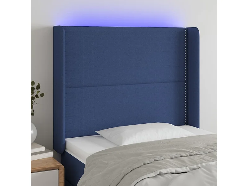 Testiera | Testata del letto a LED Blu 93x16x118/128 cm in Tessuto