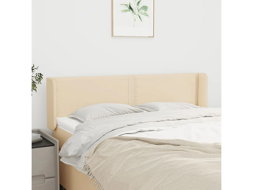 Tête de lit avec oreilles Crème 147x16x78/88 cm Tissu QED74719