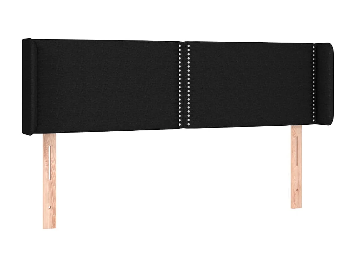Tête de lit avec oreilles Noir 147x16x78/88 cm Tissu QED76553