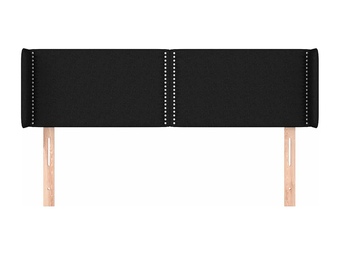 Tête de lit avec oreilles Noir 147x16x78/88 cm Tissu QED76553