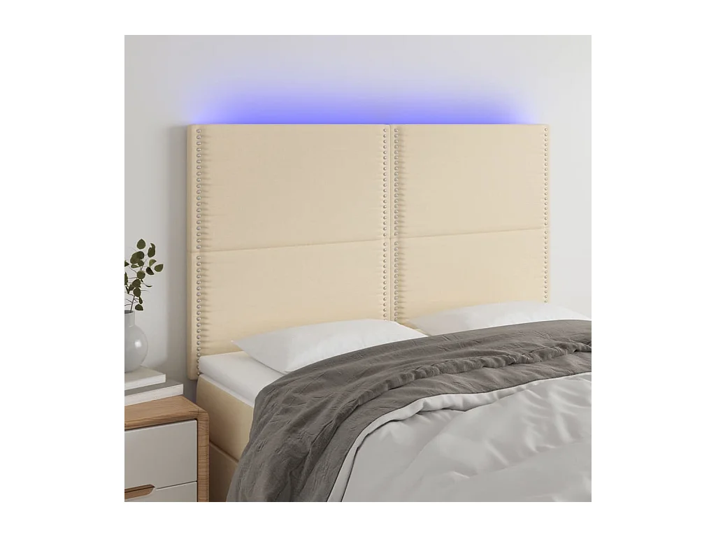 Tête de lit à LED Crème 144x5x118/128 cm Tissu QED60994