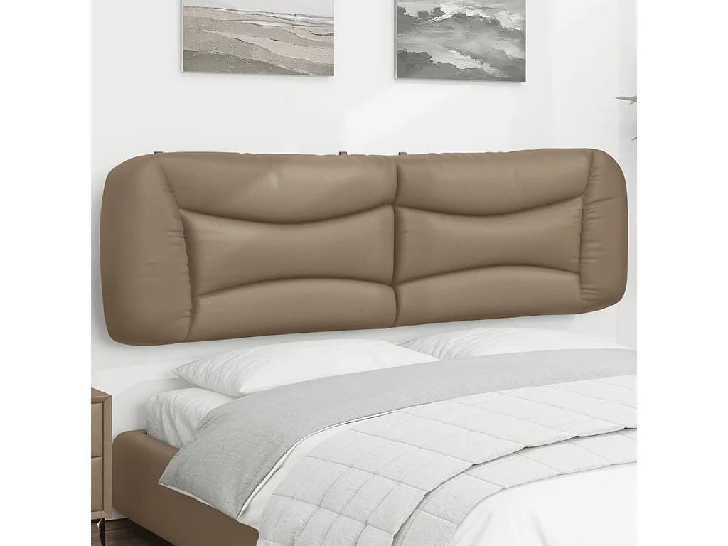 Almofadão de cabeceira 180 cm couro artificial cappuccino PT999835