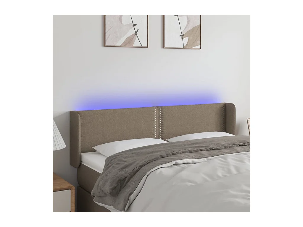 Hoofdbord LED 147x16x78/88 cm stof taupe NL483998