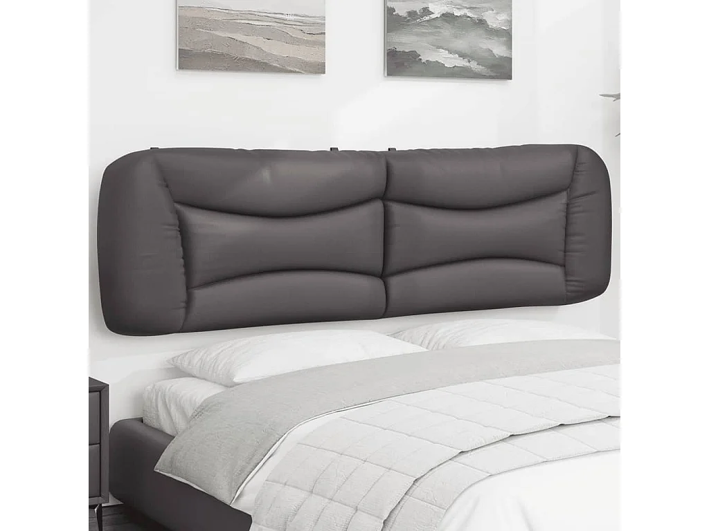 Tête de lit-Coussin gris 180 cm similicuir QED96055