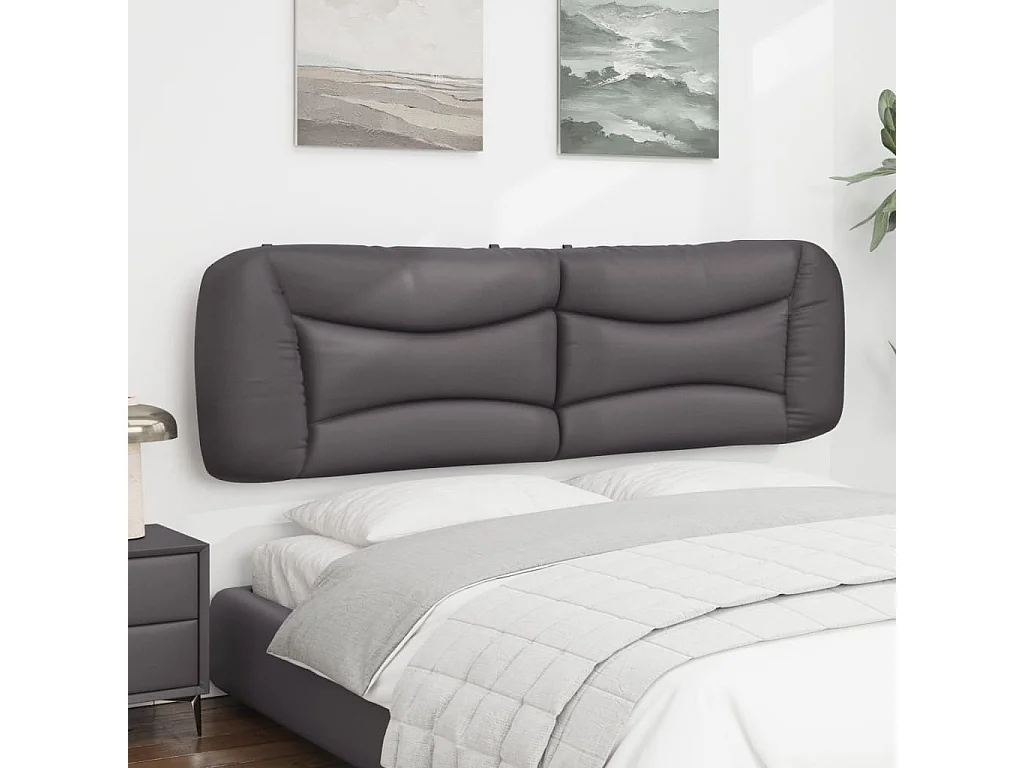 Tête de lit-Coussin gris 180 cm similicuir QED96055