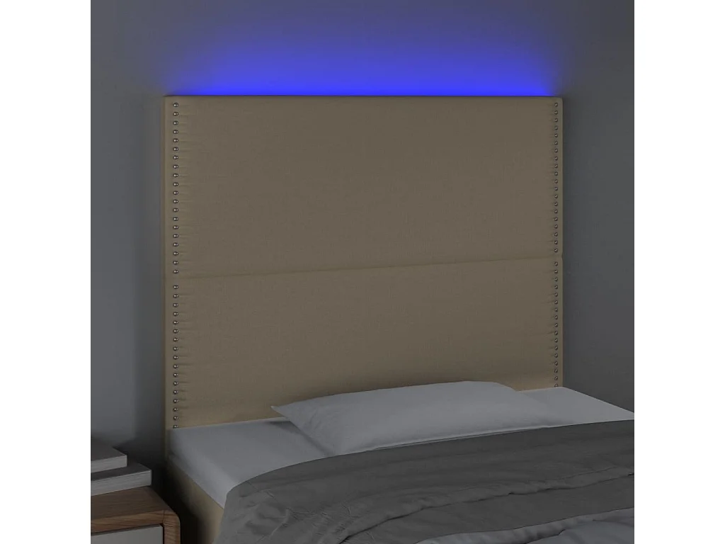 Tête de lit à LED Crème 100x5x118/128 cm Tissu QED30360