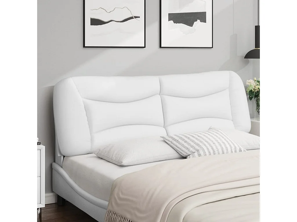 Almofadão de cabeceira 160 cm couro artificial branco PT354340