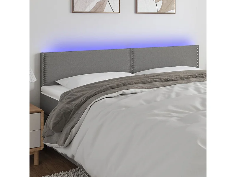 Tête de lit à LED Gris foncé 160x5x78/88 cm Tissu QED13396