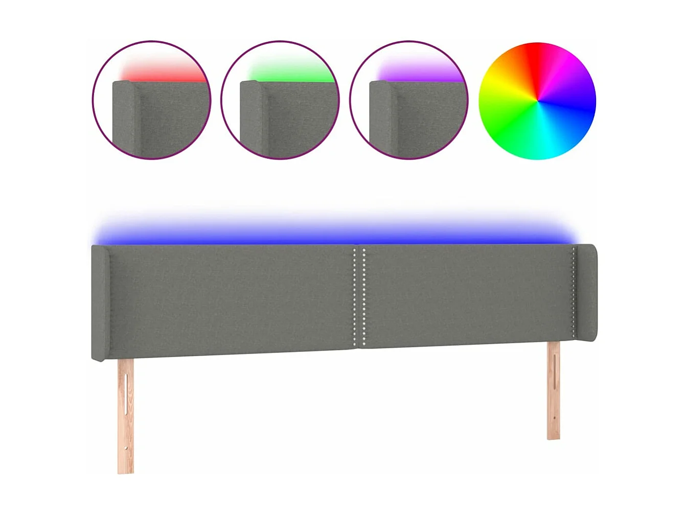 Hoofdbord LED 183x16x78/88 cm stof donkergrijs NL915450