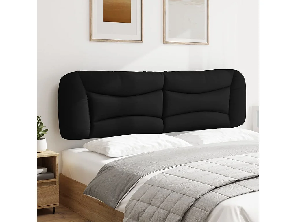 Tête de lit-Coussin noir 180 cm tissu QED14221