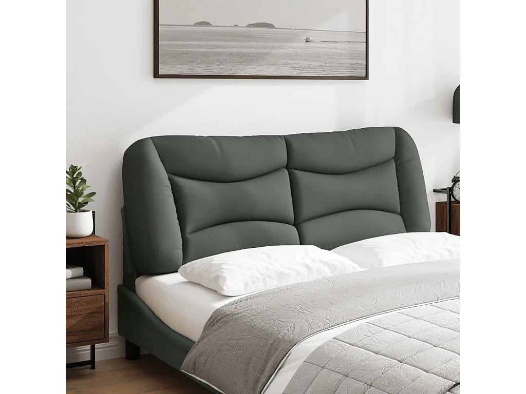 Cabecero de cama acolchado tela gris oscuro 140 cm ES44518