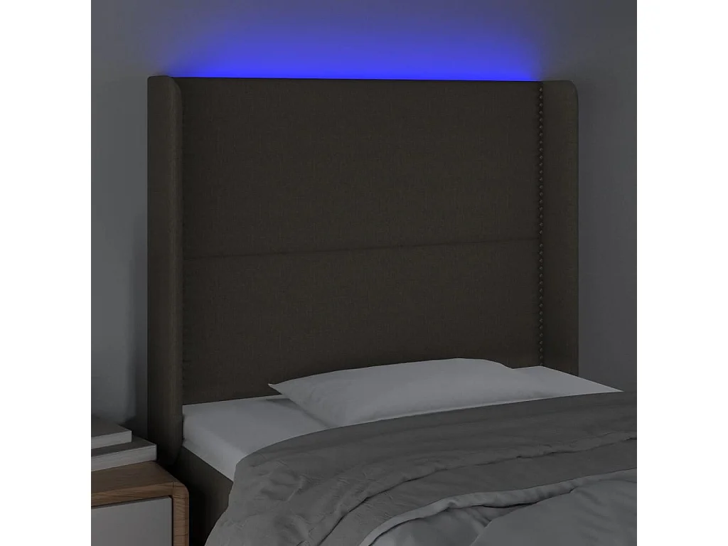 Testiera | Testata del letto a LED Tortora 103x16x118/128 cm in Tessuto