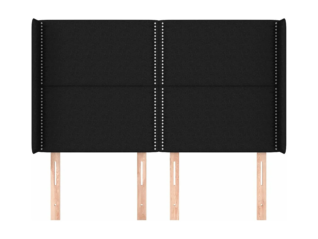 Tête de lit avec oreilles Noir 147x16x118/128 cm Tissu QED22246