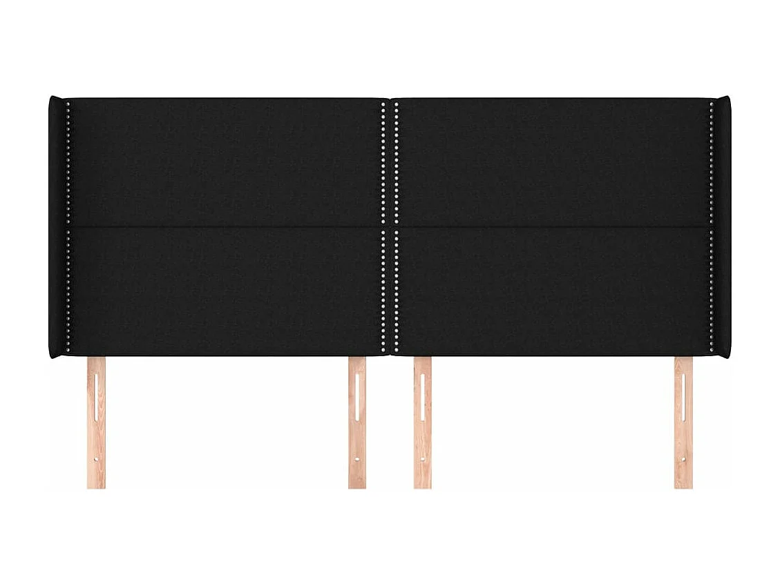 Testiera | Testata del letto ad Orecchio Nera 203x16x118/128 cm in Tessuto