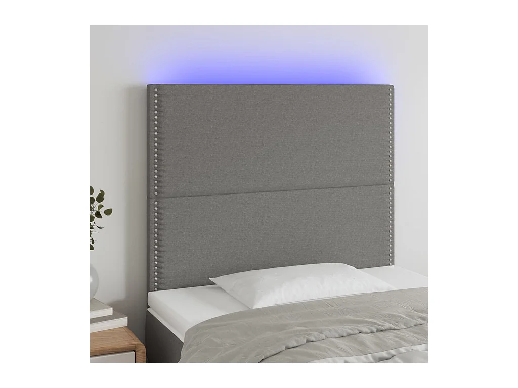 Tête de lit à LED Gris foncé 90x5x118/128 cm Tissu QED61579