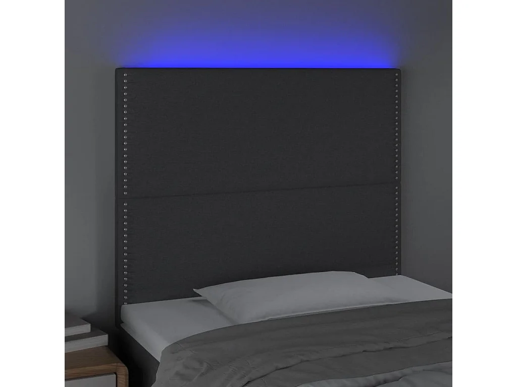 Testiera | Testata del letto a LED Grigio Scuro 90x5x118/128 cm in Tessuto