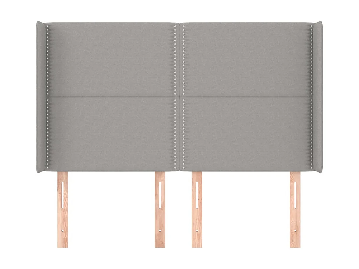Tête de lit avec oreilles Gris clair 147x16x118/128 cm Tissu QED30405