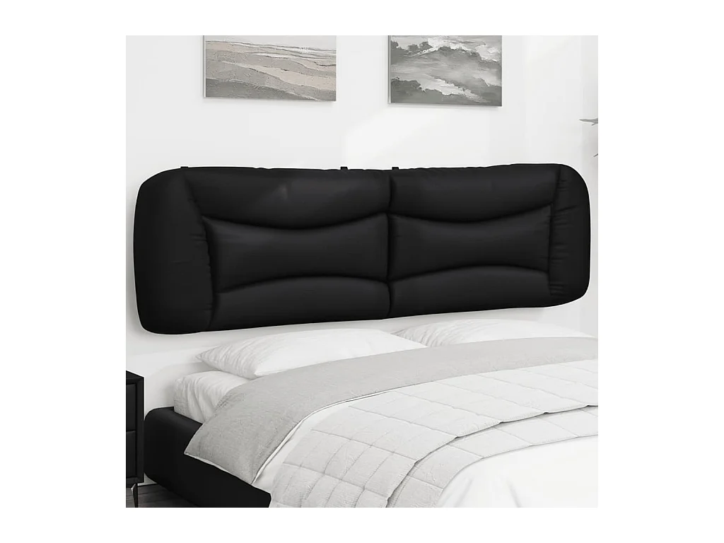 Tête de lit-Coussin noir 180 cm similicuir QED60818