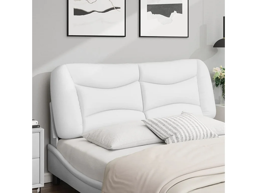 Cabecero de cama acolchado cuero sintético blanco 120 cm ES60321