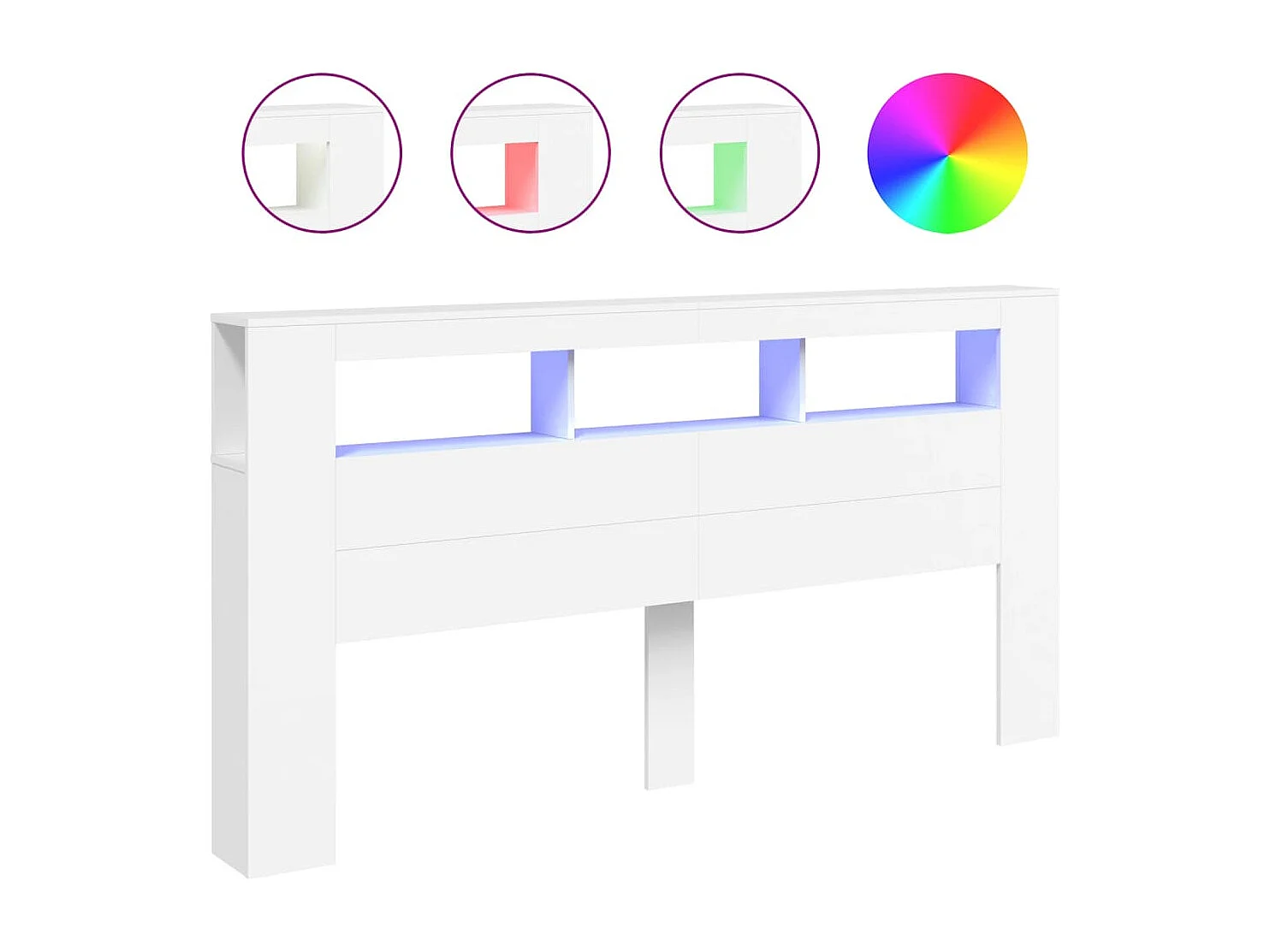 Tête de lit à LED blanc 200x18,5x103,5 cm bois d'ingénierie QED34387